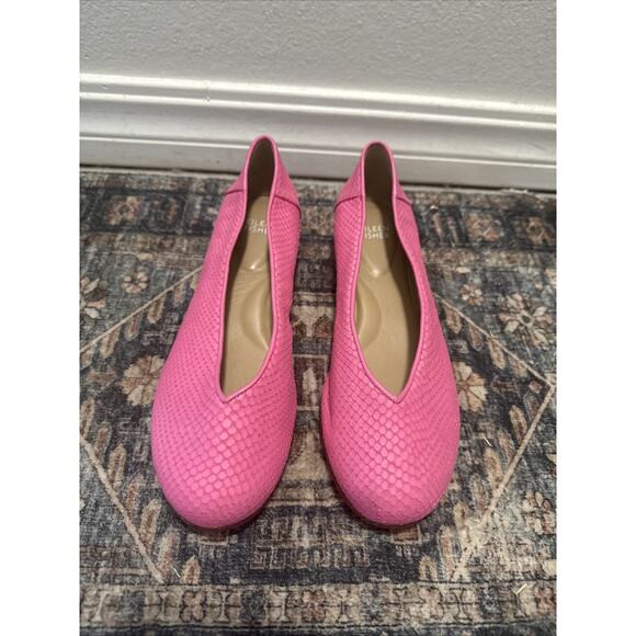 Eileen Fisher Shoes Women 8 Ballet Loafer Hidden Wedge Pink Snakeskin Carver New - Picture 1 of 6